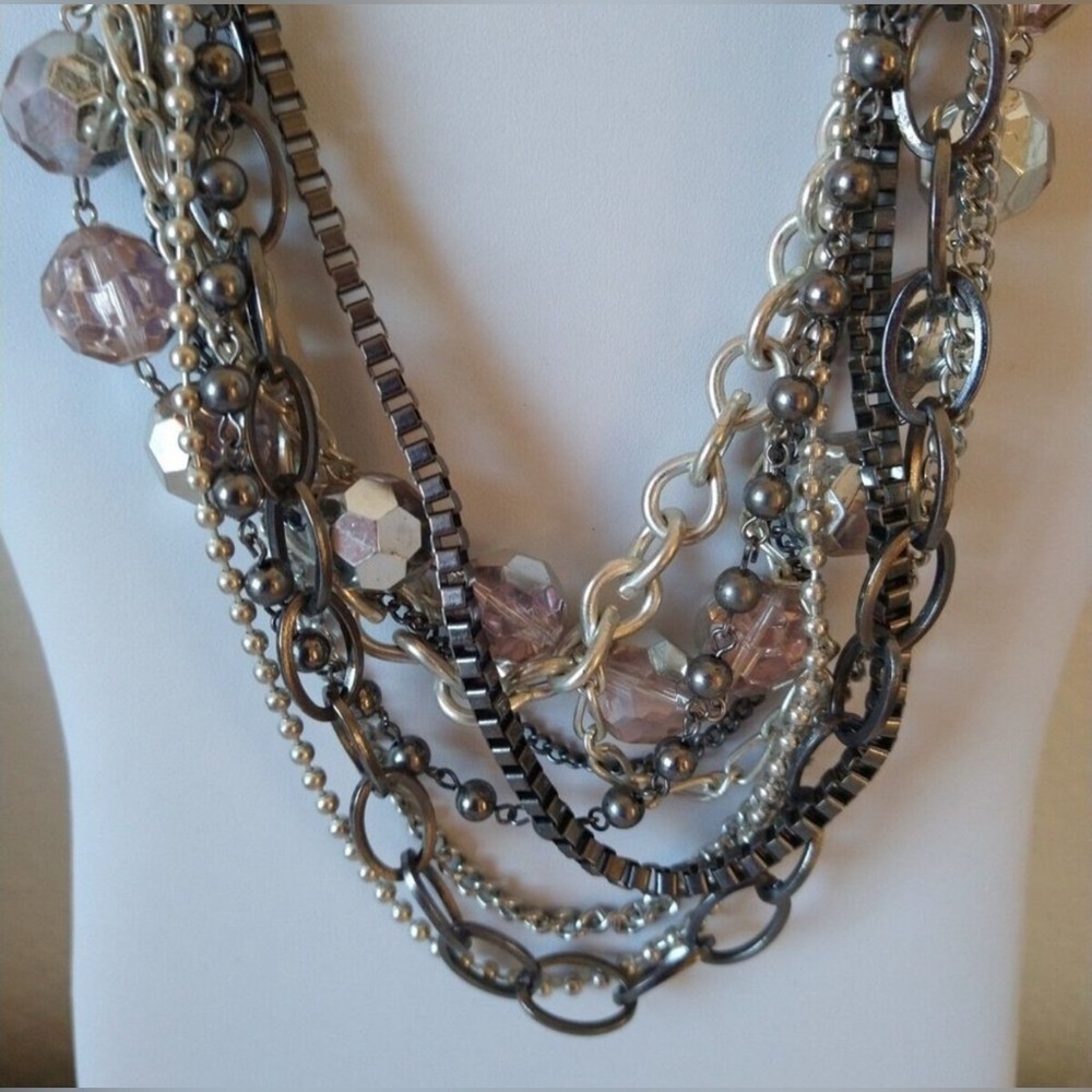 [Fashion‎] layered Necklace EUC SILVER